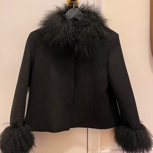 SAKS POTTS for the fur trimmed wool jacket